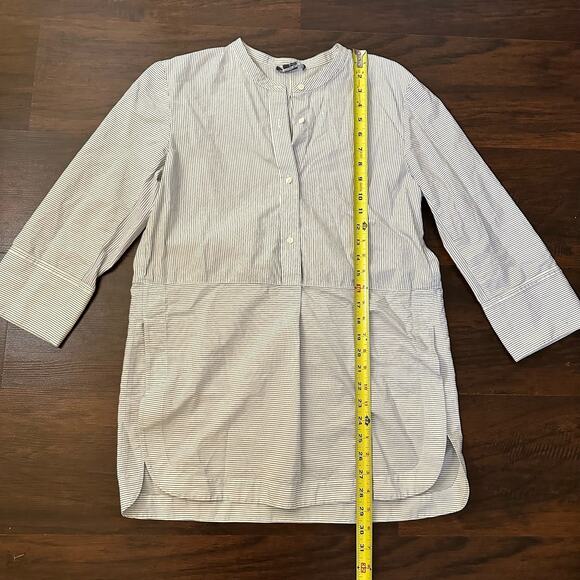 Vince. blue & white striped cotton tunic top size M - Picture 10 of 12